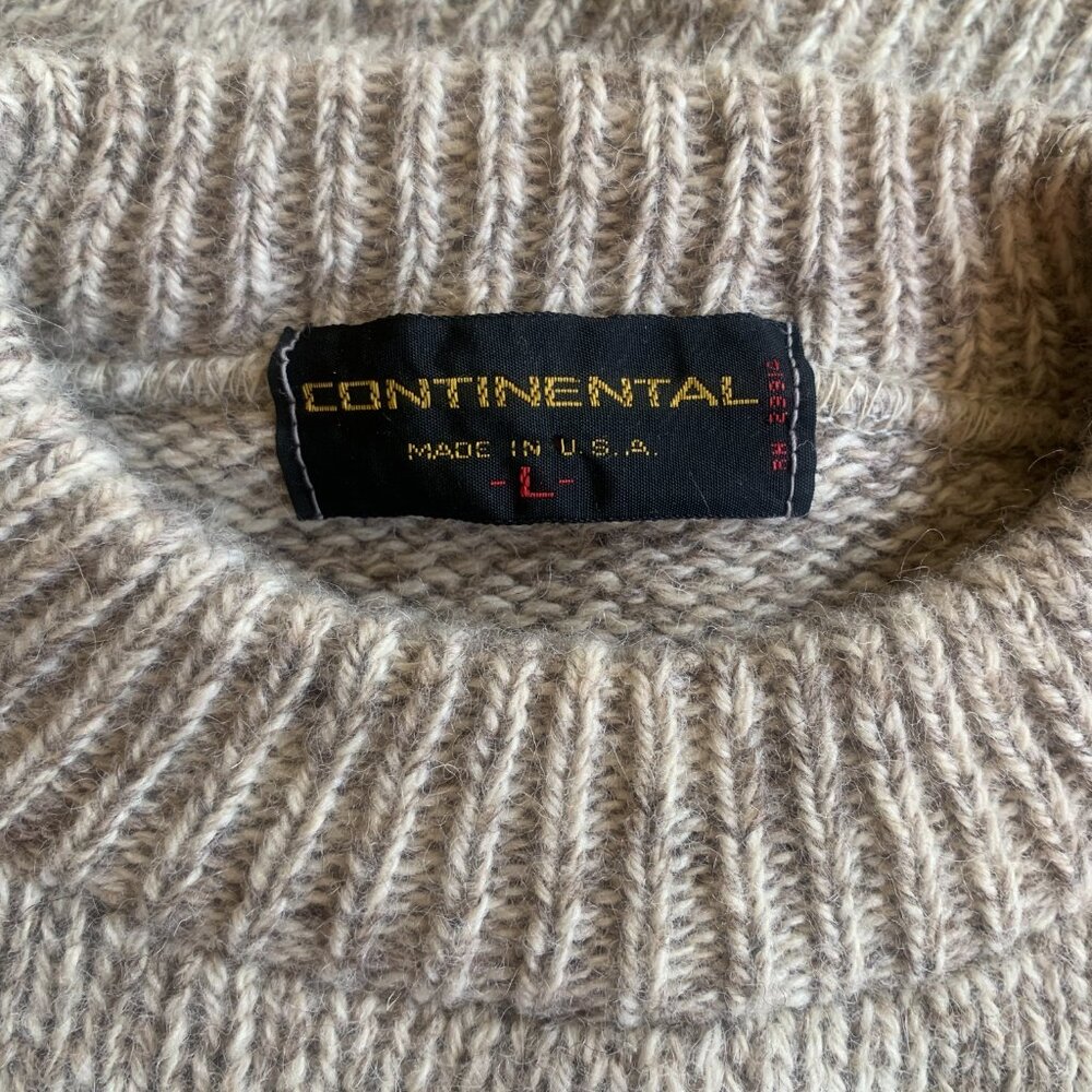 VINTAGE Continental Oatmeal Crewneck Wool Sweater Made in USA - Picture 8 of 10